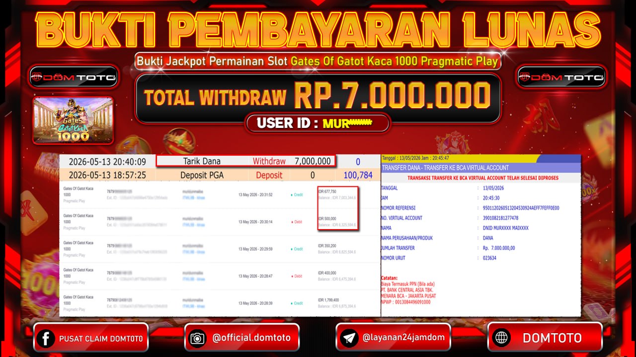JACKPOT SLOT Gates Of Gatot Kaca 1000 Pragmatic Play 13 MAY 2026